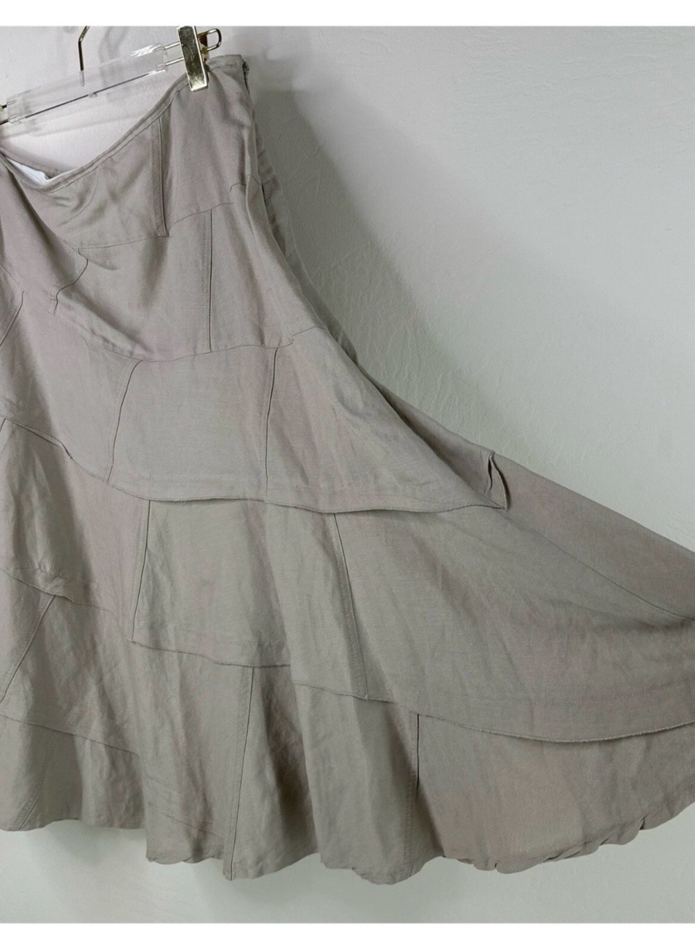 Sandro Sportswear Linen Blend Women's Flared Tiered midi skirt
